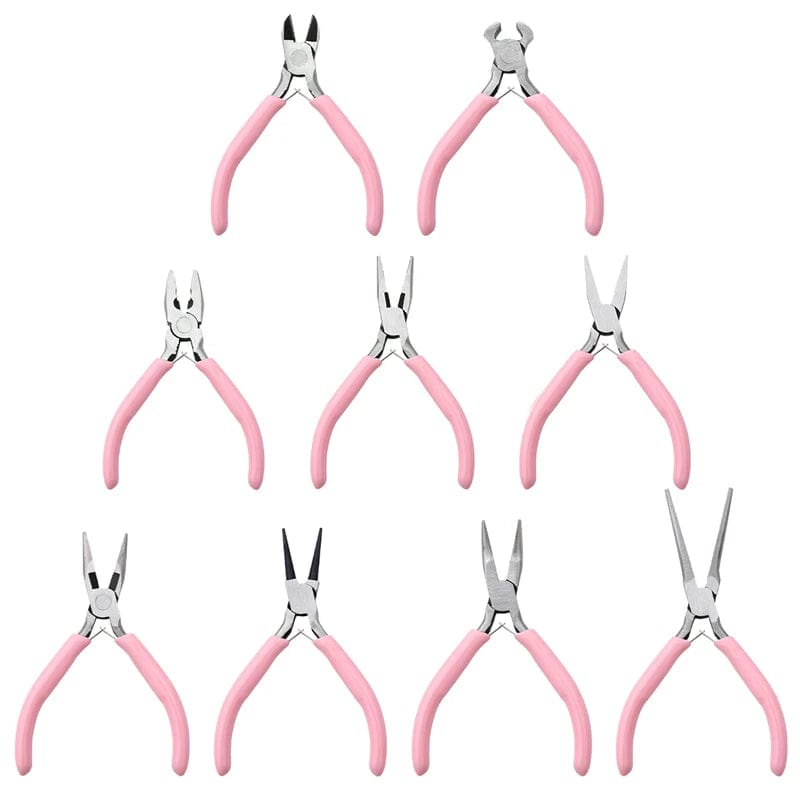Planet Gates Cute Pink Color Handle Anti-slip Splicing and Fixing Jewelry Pliers Tools & Equipment Kit for DIY Jewelery Making Needlework