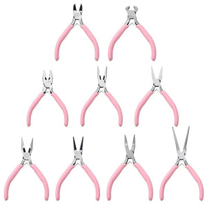 Planet Gates Cute Pink Color Handle Anti-slip Splicing and Fixing Jewelry Pliers Tools & Equipment Kit for DIY Jewelery Making Needlework