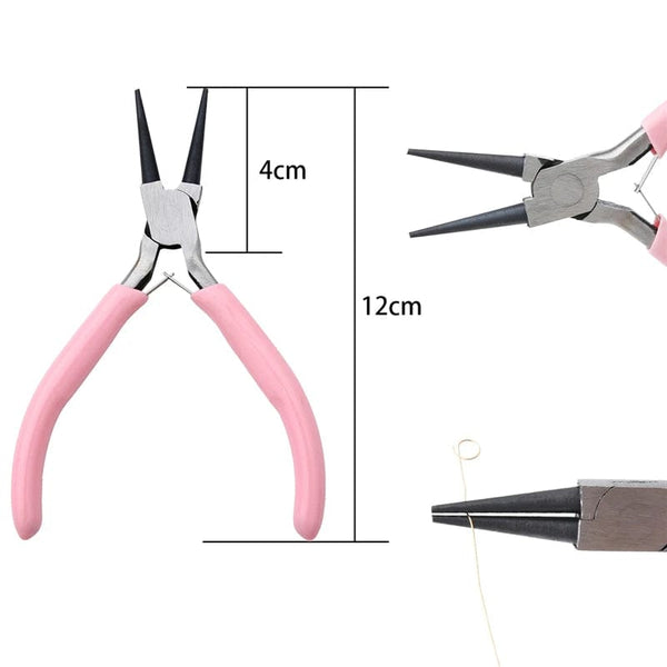 Planet Gates Cute Pink Color Handle Anti-slip Splicing and Fixing Jewelry Pliers Tools & Equipment Kit for DIY Jewelery Making Needlework