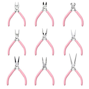 Planet Gates Cute Pink Color Handle Anti-slip Splicing and Fixing Jewelry Pliers Tools & Equipment Kit for DIY Jewelery Making Needlework