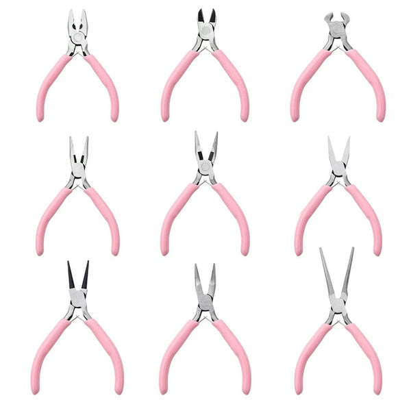 Planet Gates Cute Pink Color Handle Anti-slip Splicing and Fixing Jewelry Pliers Tools & Equipment Kit for DIY Jewelery Making Needlework