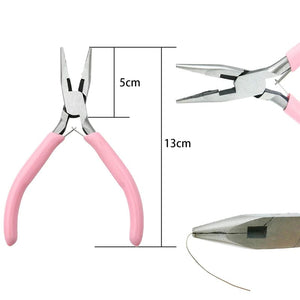Planet Gates Cute Pink Color Handle Anti-slip Splicing and Fixing Jewelry Pliers Tools & Equipment Kit for DIY Jewelery Making Needlework