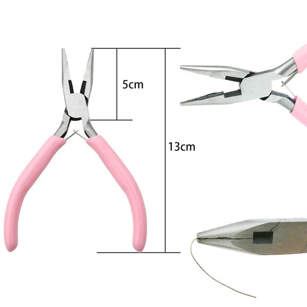Planet Gates Cute Pink Color Handle Anti-slip Splicing and Fixing Jewelry Pliers Tools & Equipment Kit for DIY Jewelery Making Needlework