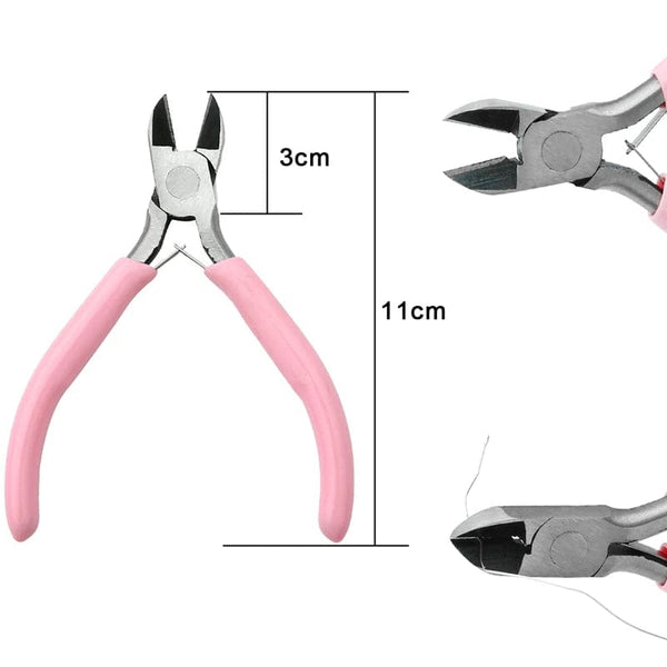 Planet Gates Cute Pink Color Handle Anti-slip Splicing and Fixing Jewelry Pliers Tools & Equipment Kit for DIY Jewelery Making Needlework
