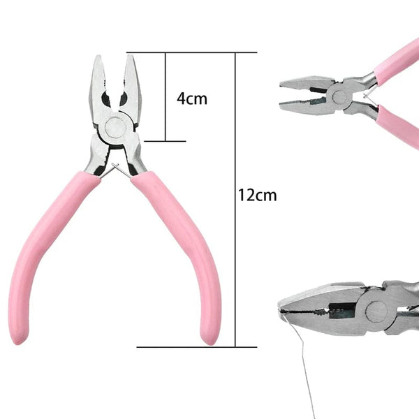 Planet Gates Cute Pink Color Handle Anti-slip Splicing and Fixing Jewelry Pliers Tools & Equipment Kit for DIY Jewelery Making Needlework