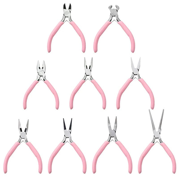 Planet Gates Cute Pink Color Handle Anti-slip Splicing and Fixing Jewelry Pliers Tools & Equipment Kit for DIY Jewelery Making Needlework