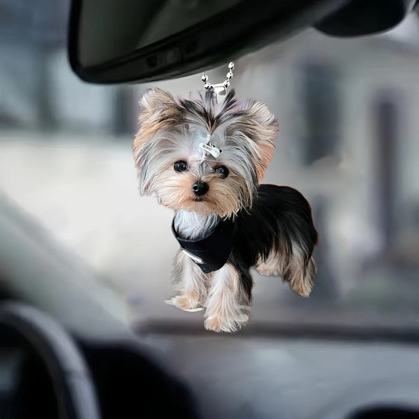 Planet Gates Cute Puppy 1pc 2D Acrylic Cute Dog Car Rearview Mirror Decorative Pendant, Bag And Keychain Pendant, Holiday Gift