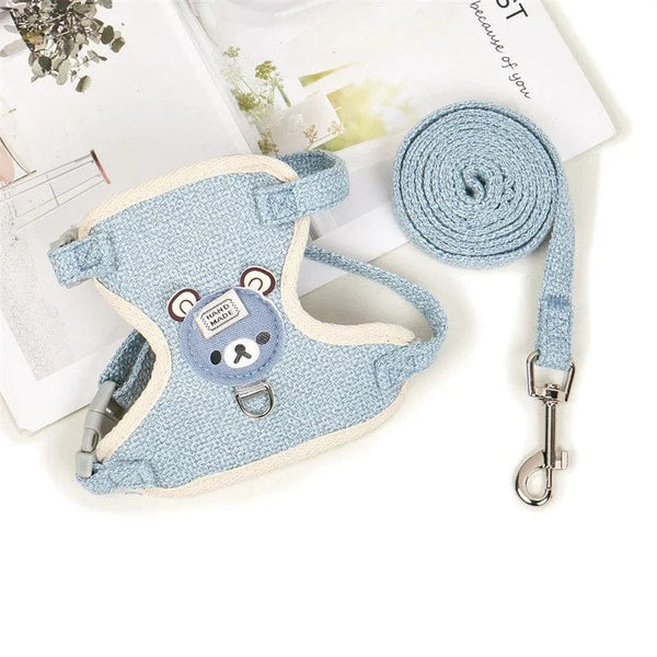 Planet Gates Cute Rabbit Harness Leash Set Bunny Pet Accessories Small Pet Carrier Teddy Bear Cat Leash Rabbit Collar  Rabbit Accessories