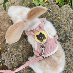 Planet Gates Cute Rabbit Harness Leash Set Bunny Pet Accessories Small Pet Carrier Teddy Bear Cat Leash Rabbit Collar  Rabbit Accessories