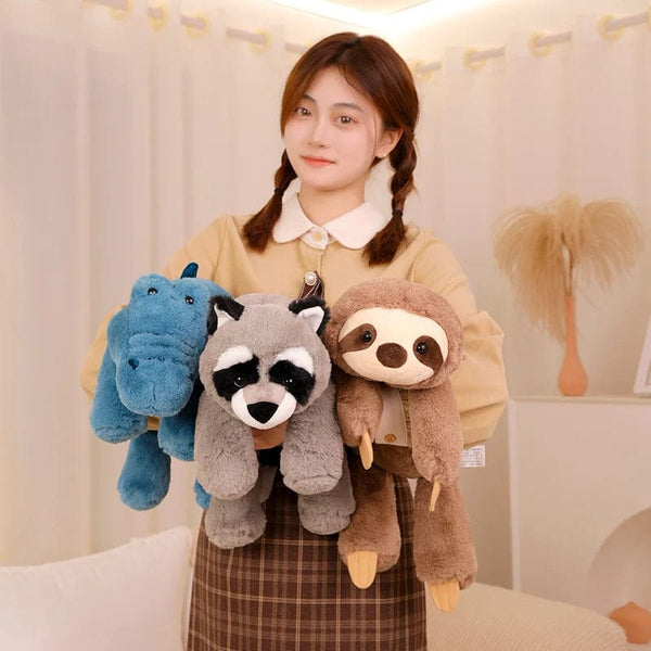 Planet Gates Cute Raccoon Crocodile Sloth Fox Animals Soft Plush Toys Sleeping Pillow Cartoon Stuffed Cushion