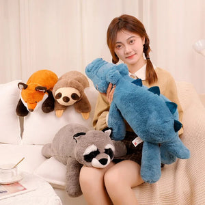 Planet Gates Cute Raccoon Crocodile Sloth Fox Animals Soft Plush Toys Sleeping Pillow Cartoon Stuffed Cushion