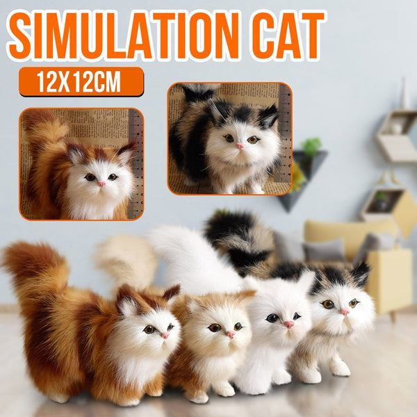 Planet Gates Cute Simulation Cat Plush Toys Soft Stuffed Kitten Model Fake Cat Realist Animals For Kids Girls Birthday Valentine's Day Gift