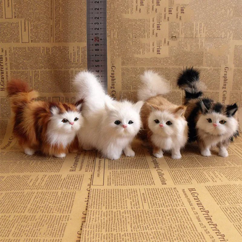 Planet Gates Cute Simulation Cat Plush Toys Soft Stuffed Kitten Model Fake Cat Realist Animals For Kids Girls Birthday Valentine's Day Gift