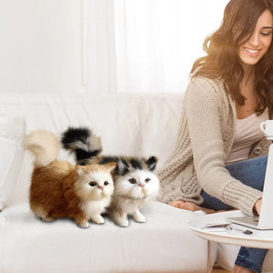 Planet Gates Cute Simulation Cat Plush Toys Soft Stuffed Kitten Model Fake Cat Realist Animals For Kids Girls Birthday Valentine's Day Gift