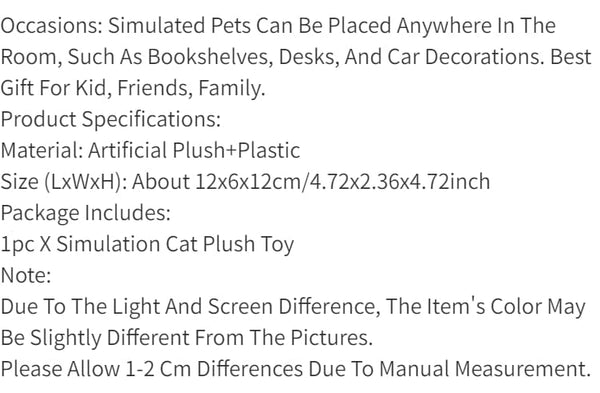 Planet Gates Cute Simulation Cat Plush Toys Soft Stuffed Kitten Model Fake Cat Realist Animals For Kids Girls Birthday Valentine's Day Gift