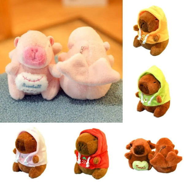 Planet Gates Cute Small Size Capybara Plush Toy With Wings Hoodie Simulation Capybara Doll Fluffty Toy Birthday Gifts