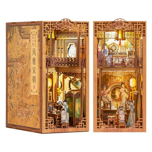 Planet Gates CUTEBEE Puzzle 3D DIY Book Nook Kit Eternal Bookstore Wooden Dollhouse with Light Magic Pharmacist Building Model Toys for Gifts