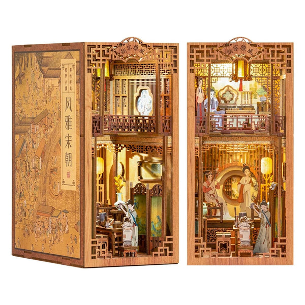 Planet Gates CUTEBEE Puzzle 3D DIY Book Nook Kit Eternal Bookstore Wooden Dollhouse with Light Magic Pharmacist Building Model Toys for Gifts