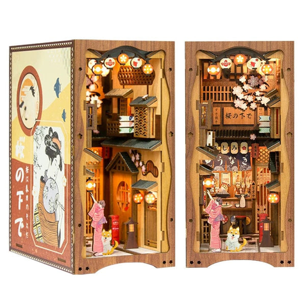 Planet Gates CUTEBEE Puzzle 3D DIY Book Nook Kit Eternal Bookstore Wooden Dollhouse with Light Magic Pharmacist Building Model Toys for Gifts