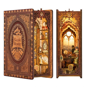 Planet Gates CUTEBEE Puzzle 3D DIY Book Nook Kit Eternal Bookstore Wooden Dollhouse with Light Magic Pharmacist Building Model Toys for Gifts