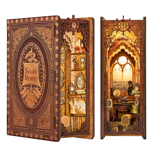 Planet Gates CUTEBEE Puzzle 3D DIY Book Nook Kit Eternal Bookstore Wooden Dollhouse with Light Magic Pharmacist Building Model Toys for Gifts
