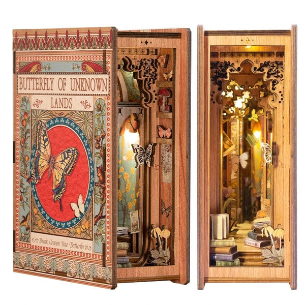 Planet Gates CUTEBEE Puzzle 3D DIY Book Nook Kit Eternal Bookstore Wooden Dollhouse with Light Magic Pharmacist Building Model Toys for Gifts