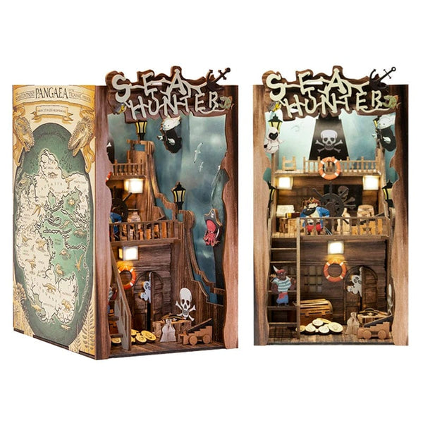 Planet Gates CUTEBEE Puzzle 3D DIY Book Nook Kit Eternal Bookstore Wooden Dollhouse with Light Magic Pharmacist Building Model Toys for Gifts