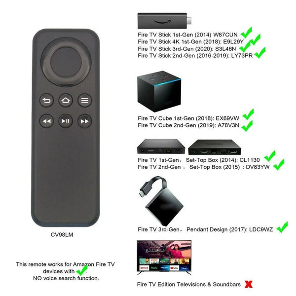 Planet Gates CV98LM Bluetooth Compatible TV Remote Control For Amazonn 2nd-gen Fire TV Fire TV Fire Stick TV Player Box CV98LM