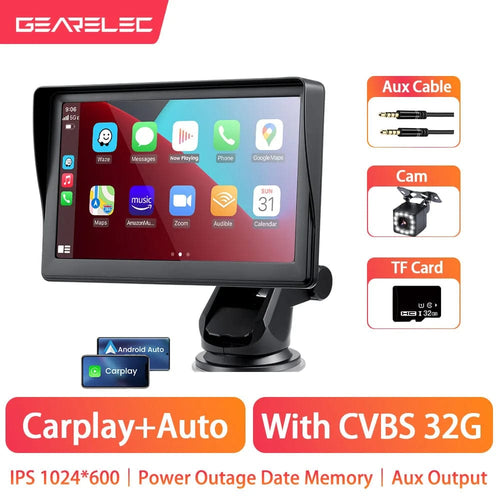 Planet Gates CVBS Cam TF Card / france CarPlay Android Auto Sync date Time Car Radio Multimedia Video Player 7inch Portable Touch Screen With USB AUX For Rear View