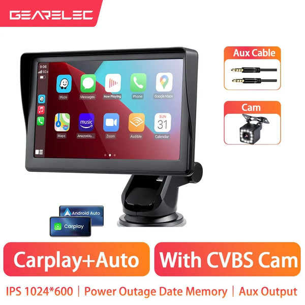 Planet Gates CVBS Cam TF Card / france CarPlay Android Auto Sync date Time Car Radio Multimedia Video Player 7inch Portable Touch Screen With USB AUX For Rear View