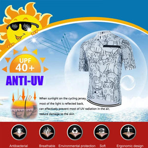 Planet Gates CYKLOPEDIA Men Short Sleeve Jersey Sets Ropa Ciclismo Hombre Summer Cycling Clothing Triathlon Bib Shorts Suit Bike Uniform