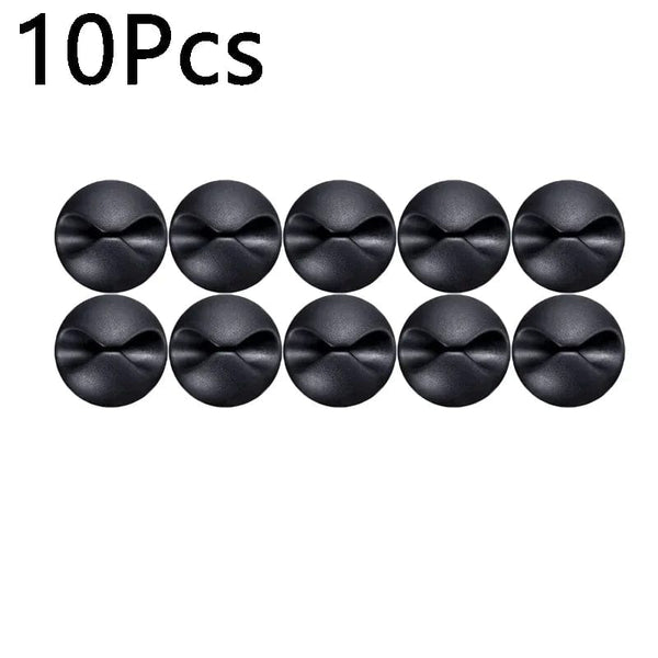 Planet Gates D-10pcs black 10/1Pcs Self-adhesive Cable Clips Silicone USB Cable Holder Organizer Wire Cord Management Clips for Home Office Desktop Tidy