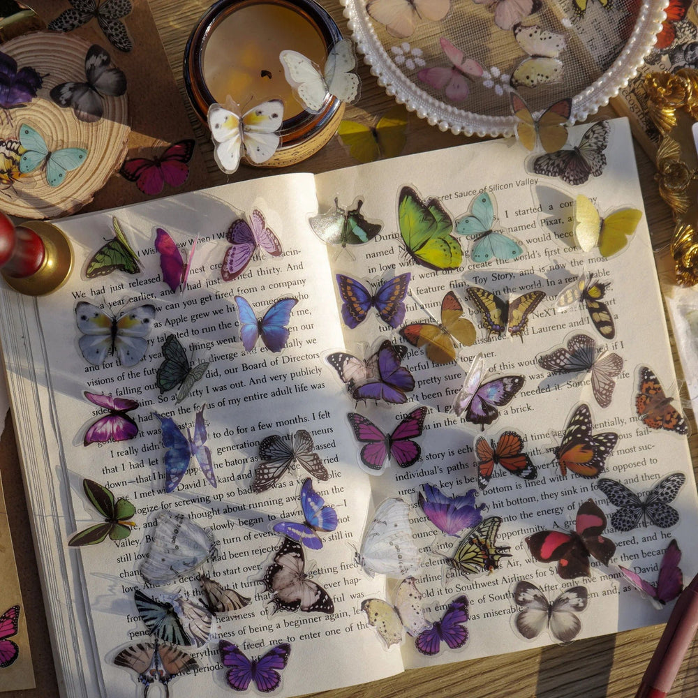 Planet Gates D Card Lover 40 Pcs [Butterfly Garden Series] Vintage Journal Stickers Waterproof Paper Sticker Paper Scrapbooking Material Kit