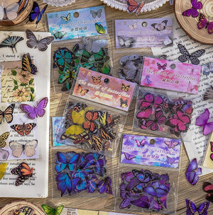Planet Gates D Card Lover 40 Pcs [Butterfly Garden Series] Vintage Journal Stickers Waterproof Paper Sticker Paper Scrapbooking Material Kit