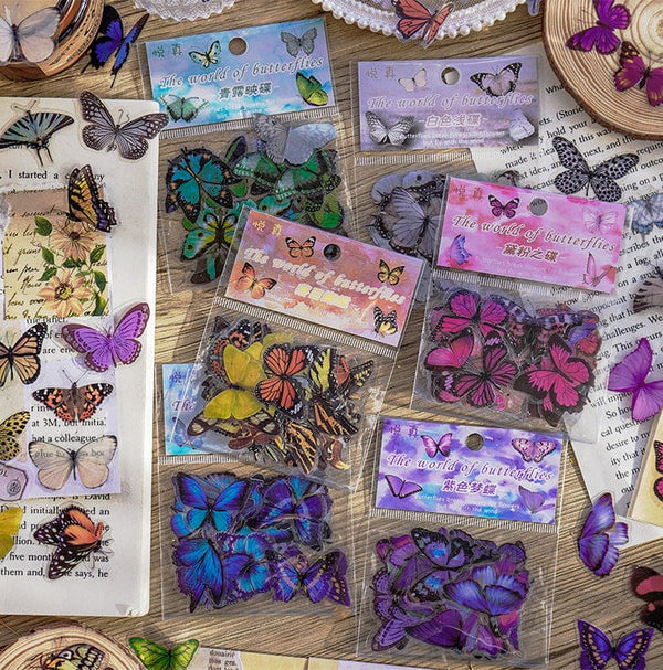 Planet Gates D Card Lover 40 Pcs [Butterfly Garden Series] Vintage Journal Stickers Waterproof Paper Sticker Paper Scrapbooking Material Kit