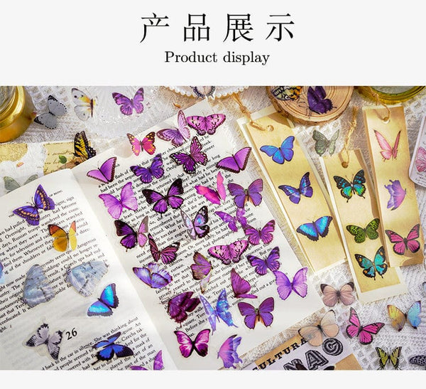 Planet Gates D Card Lover 40 Pcs [Butterfly Garden Series] Vintage Journal Stickers Waterproof Paper Sticker Paper Scrapbooking Material Kit