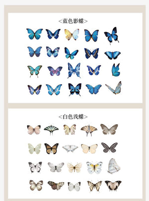 Planet Gates D Card Lover 40 Pcs [Butterfly Garden Series] Vintage Journal Stickers Waterproof Paper Sticker Paper Scrapbooking Material Kit