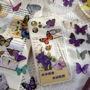 Planet Gates D Card Lover 40 Pcs [Butterfly Garden Series] Vintage Journal Stickers Waterproof Paper Sticker Paper Scrapbooking Material Kit