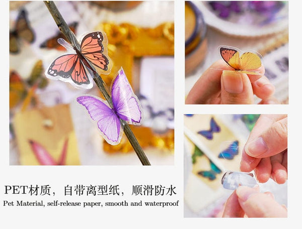 Planet Gates D Card Lover 40 Pcs [Butterfly Garden Series] Vintage Journal Stickers Waterproof Paper Sticker Paper Scrapbooking Material Kit
