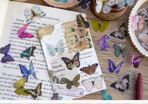 Planet Gates D Card Lover 40 Pcs [Butterfly Garden Series] Vintage Journal Stickers Waterproof Paper Sticker Paper Scrapbooking Material Kit