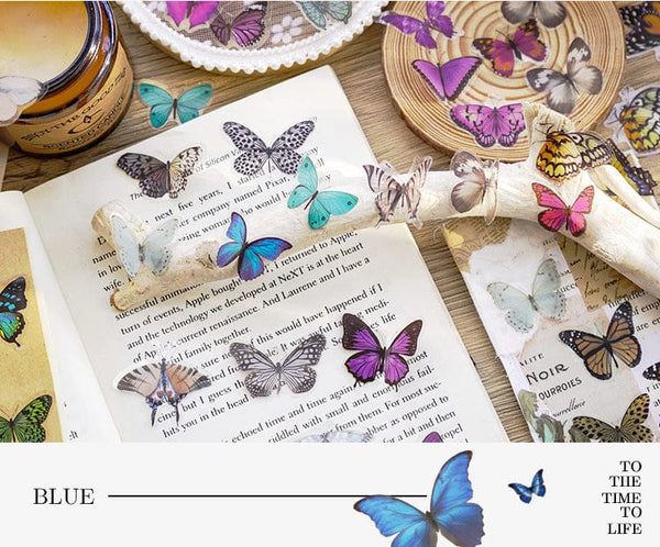 Planet Gates D Card Lover 40 Pcs [Butterfly Garden Series] Vintage Journal Stickers Waterproof Paper Sticker Paper Scrapbooking Material Kit