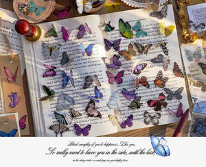 Planet Gates D Card Lover 40 Pcs [Butterfly Garden Series] Vintage Journal Stickers Waterproof Paper Sticker Paper Scrapbooking Material Kit