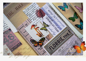 Planet Gates D Card Lover 40 Pcs [Butterfly Garden Series] Vintage Journal Stickers Waterproof Paper Sticker Paper Scrapbooking Material Kit