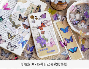 Planet Gates D Card Lover 40 Pcs [Butterfly Garden Series] Vintage Journal Stickers Waterproof Paper Sticker Paper Scrapbooking Material Kit
