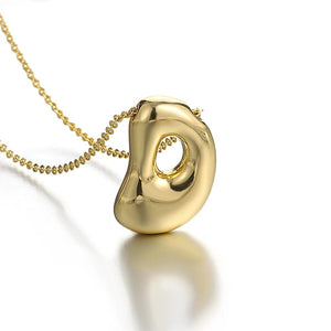 Planet Gates D Greatera Gold Color Chunky Balloon Bubble Initial Letter Pendant Choker Necklaces for Women Custom Personalized Jewelry