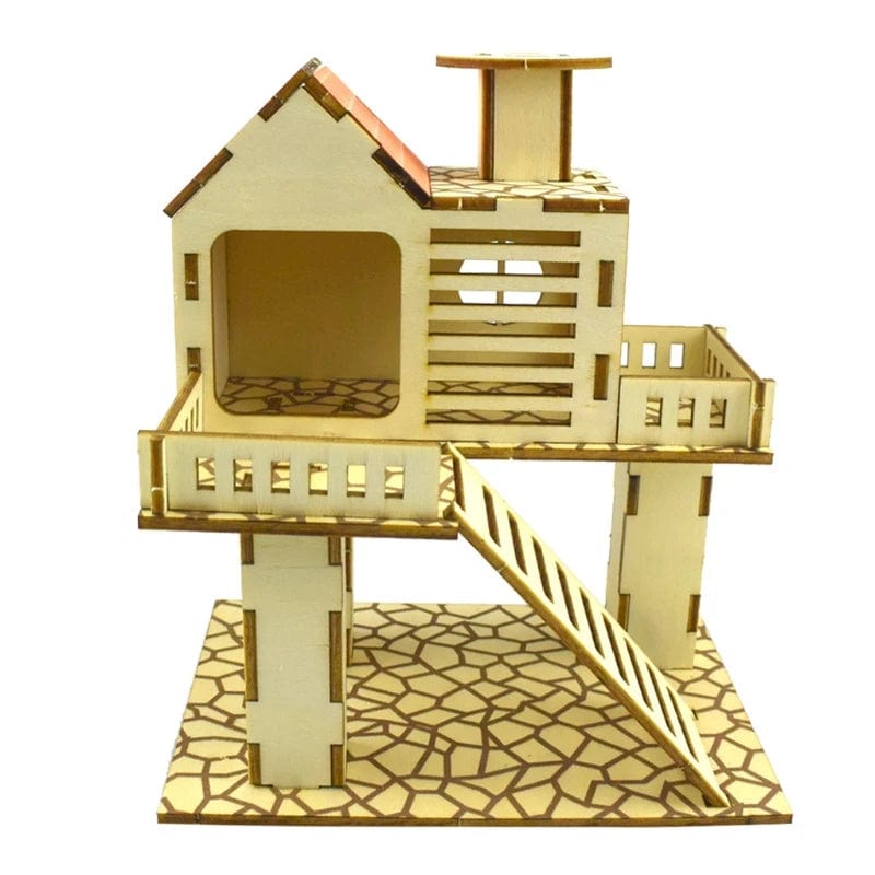 Planet Gates D Hamster Wooden Villa House Climbing Toy Hideout Nesting Habitat for Chinchillas Guinea Pigs Small Animals 5 Styles
