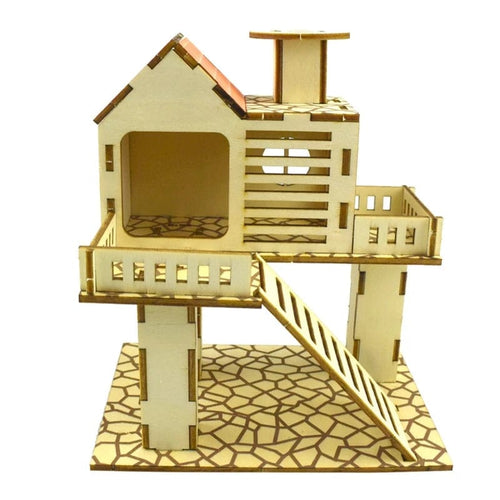 Planet Gates D Hamster Wooden Villa House Climbing Toy Hideout Nesting Habitat for Chinchillas Guinea Pigs Small Animals 5 Styles