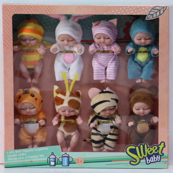 Planet Gates D set 8pcs 6/8Pcs Set Sleeping Mini Baby Dolls Reborn Lifelike Cute Adorable Dolls With Butterfly Crocodile Sunflower Outfits Playset Giftb