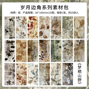 Planet Gates D TIANZI 20 Pcs Long Material paper Vintage Edge material Floral Pattern Retro Paper For Scrapbooking Diary Journal Planner