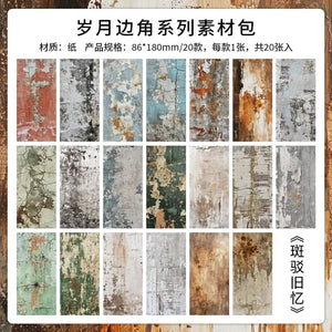 Planet Gates D TIANZI 20 Pcs Long Material paper Vintage Edge material Floral Pattern Retro Paper For Scrapbooking Diary Journal Planner